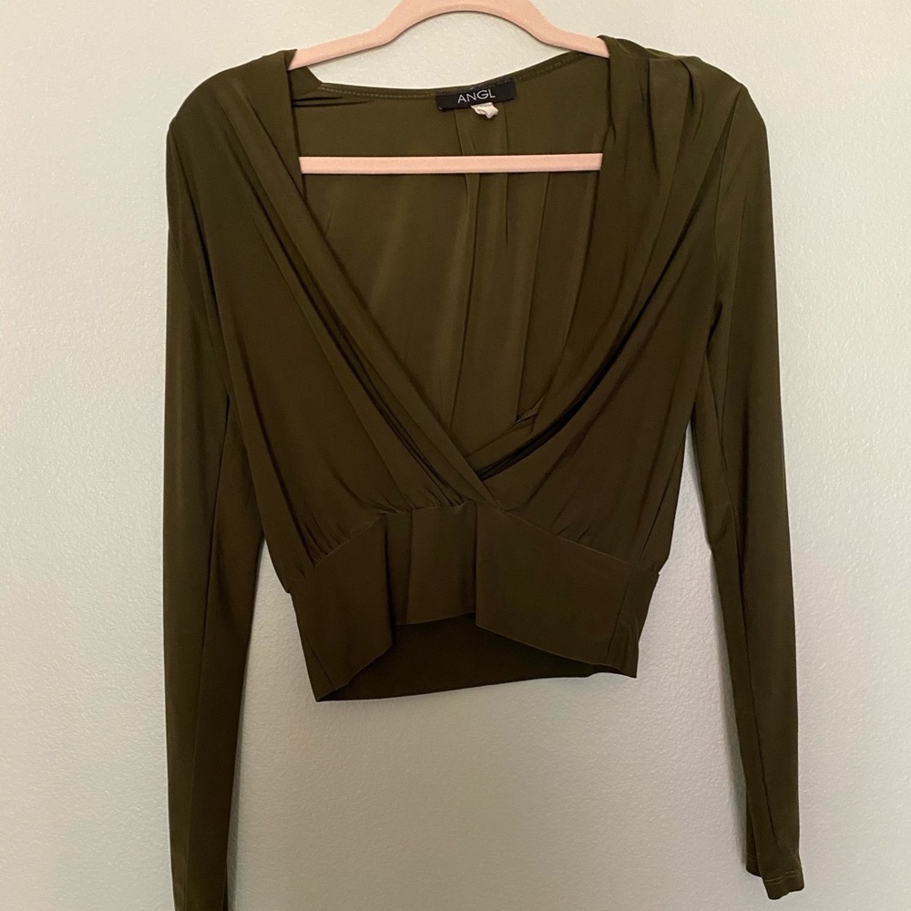 ANGL faux wrap crop top
